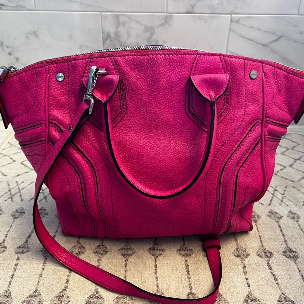 Hot Pink Leather Molly Tote Bag